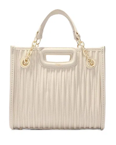 Maje Mini Quilted Leather Tote In Ecru