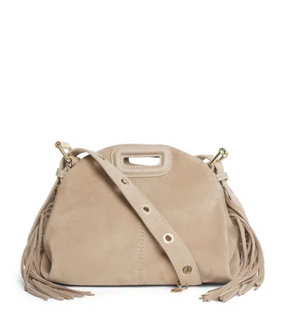 Maje Mini Suede Miss M Shoulder Bag In Brown