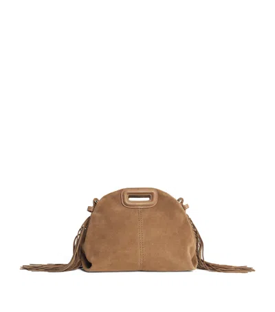 Maje Mini Suede Miss M Shoulder Bag In Brown