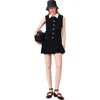 Maje Mini Tweed Dress With Removable Collar In Black