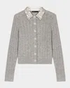 Maje Cardigan With Jewelry Collar In Grey