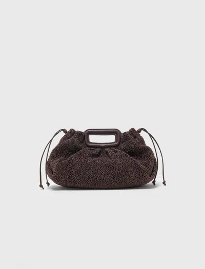 Maje Mipli Bouclé Effect Clutch Bag In Brown