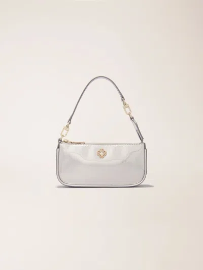 Maje Mirrored Leather Sarah Pouch In Argent