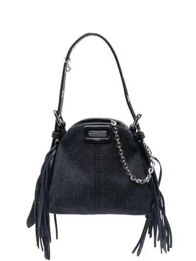 Maje Miss M Denim Micro Bag In Blue