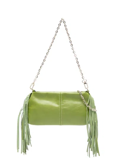 Maje Miss M Fringed Clutch Bag In Green