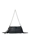 Maje Miss M Fringed Leather Clutch In Black