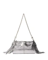 Maje Miss M Metallic Leather Pouch In Silver