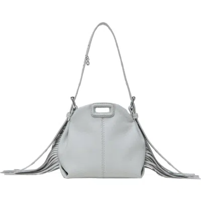 Maje Miss M Micro Grained Leather Bag In Gray