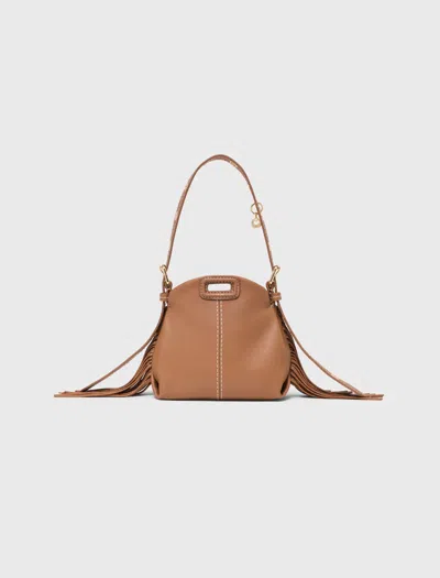 Maje Miss M Micro Stitched Leather Bag In Brown
