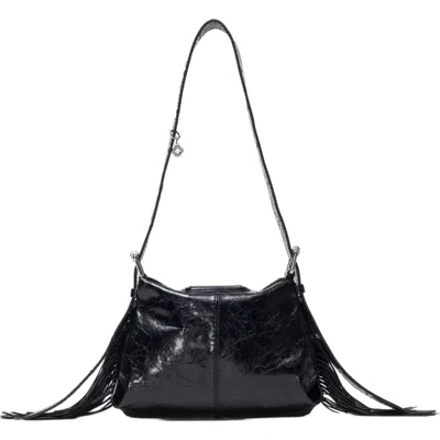 Maje Miss M Mini Cracked Leather Bag In Black