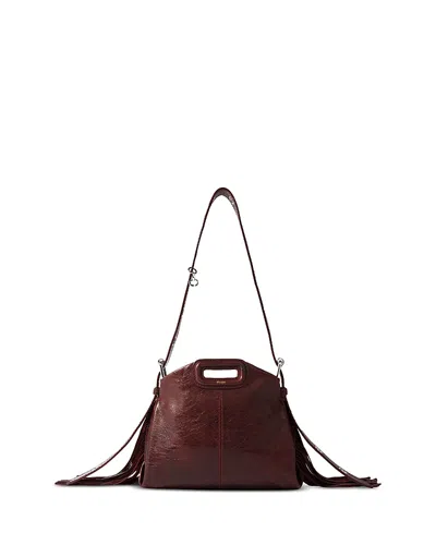 Maje Miss M Mini Crackled Leather Crossbody In Burgundy