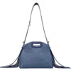 Maje Womens Bleus Miss M Logo-embossed Leather Shoulder Bag In Blue Jean