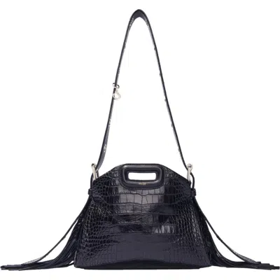 Maje Miss M Mini Embossed Leather Bag In Black