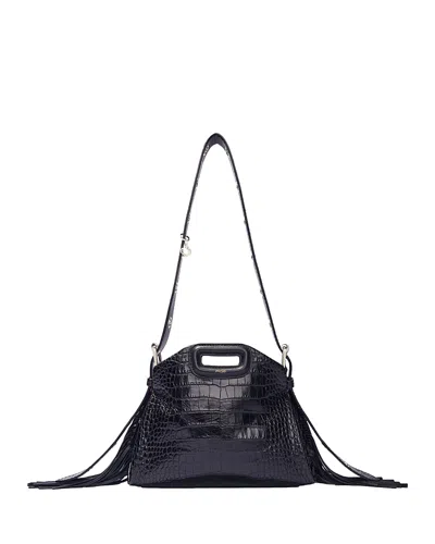 Maje Miss M Mini Embossed Leather Bag In Black