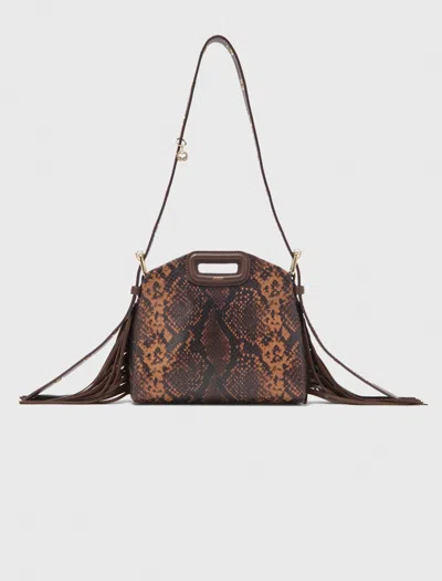 Maje Miss M Mini Embossed Leather Bag In Brown