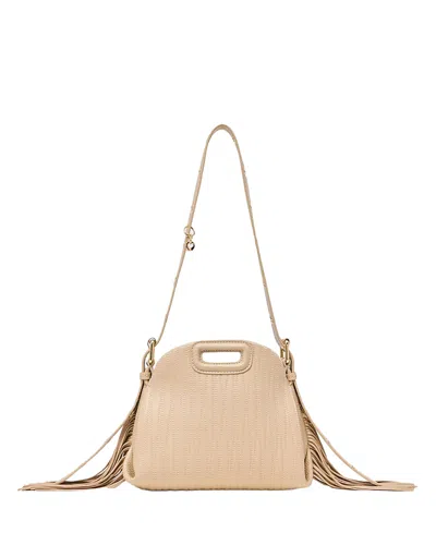 Maje Miss M Mini Leather Crossbody In Neutral