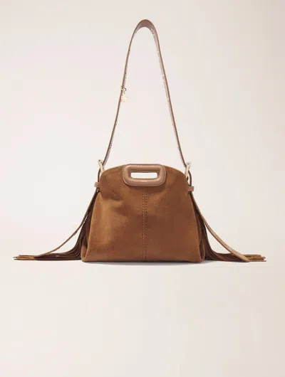 Maje Miss M Mini Suede Bag In Camel