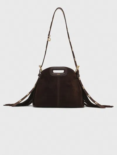 Maje Miss M Mini Suede Leather Bag In Brown