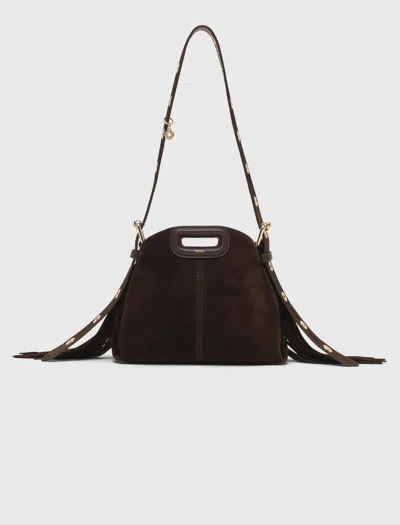 Maje Miss M Mini Suede Leather Bag In Brown