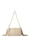 Maje Miss M Plain Leather Clutch Bag In Vanilla Ecru
