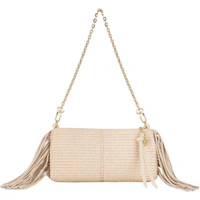 Maje Miss M Raffia-look Clutch Bag In Beige