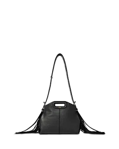 Maje Miss M Small Leather Handbag In Black