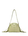 Maje Miss M Smooth Leather Mini Bag In Almond Green