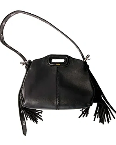 Maje Miss M Smooth Leather Mini Bag In Black