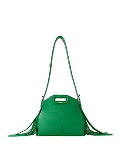 Maje Womens Verts Miss M Mini Logo-embossed Leather Shoulder Bag In Green