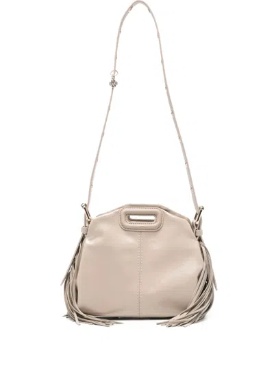 Maje Miss Mini Naplack Crossbody Bag In Neutral