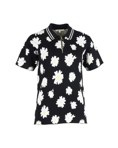 Maje Misseca Floral Collared Short-sleeve Top In Black Cotton