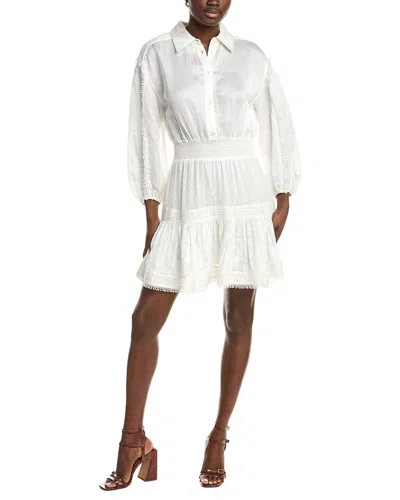 Maje Mixed Media Linen-blend Mini Dress In Multi
