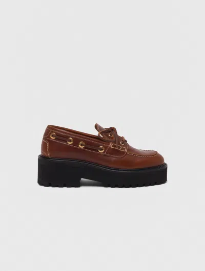 Maje Mocassin Bateau Avec Semelle Chunky In Brown
