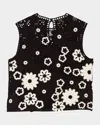 Maje Womens Bicolore Floral-pattern Sleeveless Cotton-crochet Top In Black / White