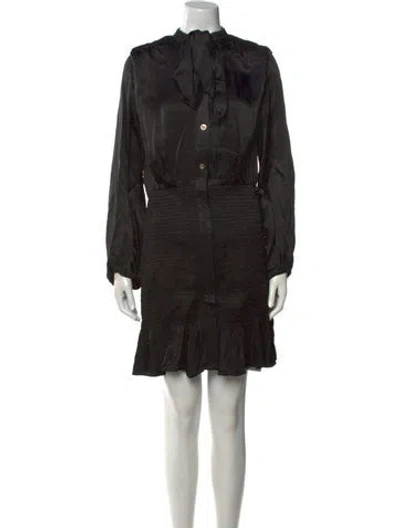 Pre-owned Maje Mock Neck Knee-length Dress In Black