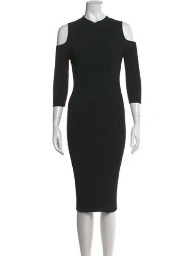 Pre-owned Maje Mock Neck Knee-length Dress In Black