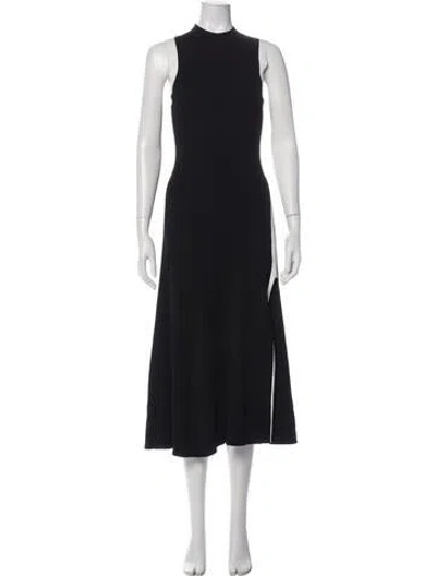 Pre-owned Maje Mock Neck Long Dress In Black