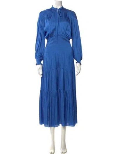 Pre-owned Maje Mock Neck Long Dress In Blue