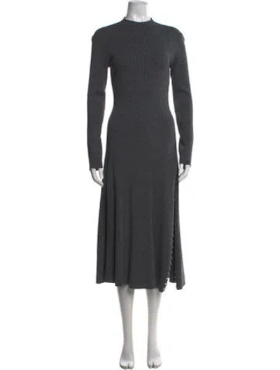 Pre-owned Maje Mock Neck Long Dress In Gray