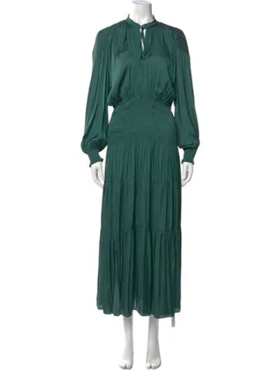 Pre-owned Maje Mock Neck Long Dress In Green