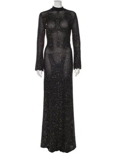 Pre-owned Maje Mock Neck Long Dress In Multi