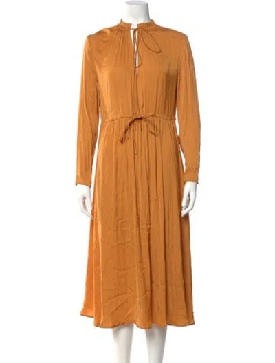 Pre-owned Maje Mock Neck Long Dress In Orange