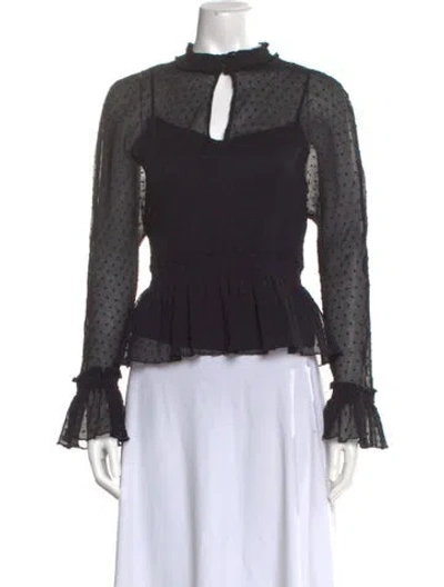 Pre-owned Maje Mock Neck Long Sleeve Blouse In Black