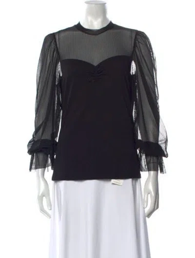 Pre-owned Maje Mock Neck Long Sleeve Blouse In Black