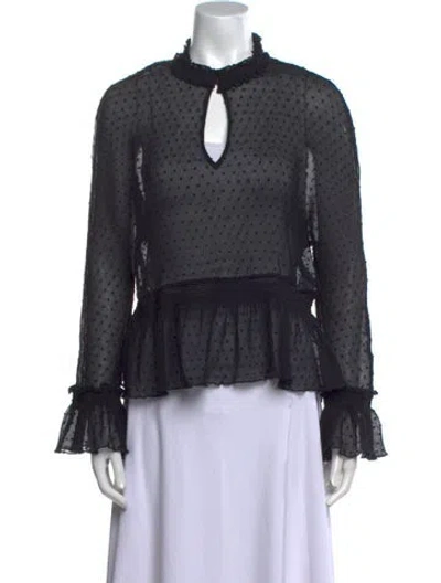 Pre-owned Maje Mock Neck Long Sleeve Blouse In Blue