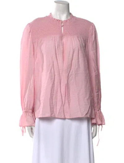 Pre-owned Maje Mock Neck Long Sleeve Blouse In Pink
