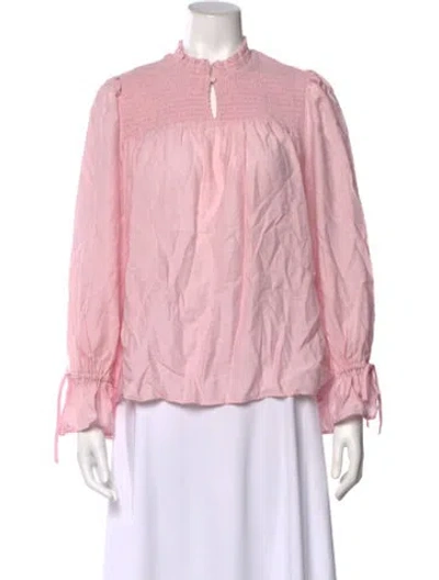 Pre-owned Maje Mock Neck Long Sleeve Blouse In Pink