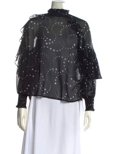 Pre-owned Maje Mock Neck Long Sleeve Blouse W/ Tags In Black