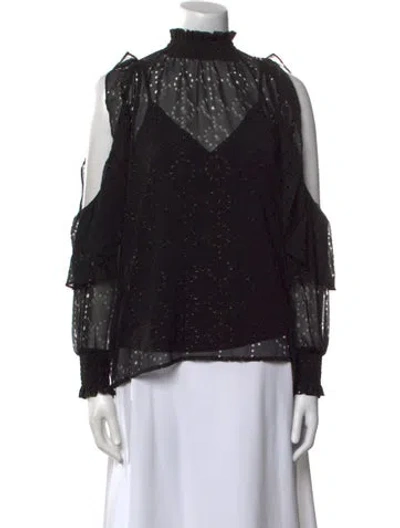 Pre-owned Maje Mock Neck Long Sleeve Blouse W/ Tags In Multi