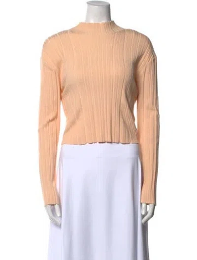 Pre-owned Maje Mock Neck Long Sleeve Crop Top In Orange